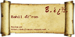 Bahil Áron névjegykártya